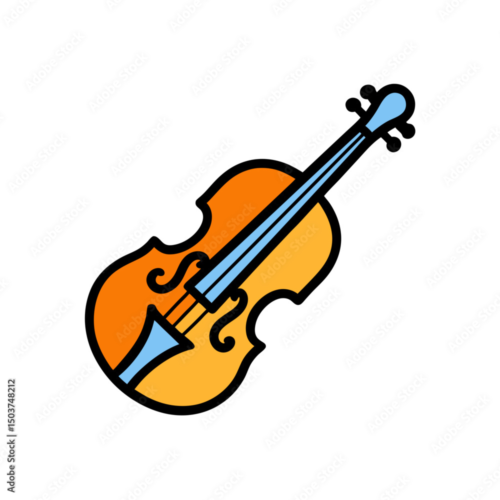 Obraz premium Cartoon Violin Doodle Vector Clip Art for Christmas Carol