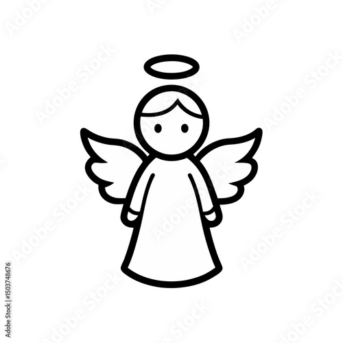 Sketchy Angel Doodle Vector Clip Art for Christmas