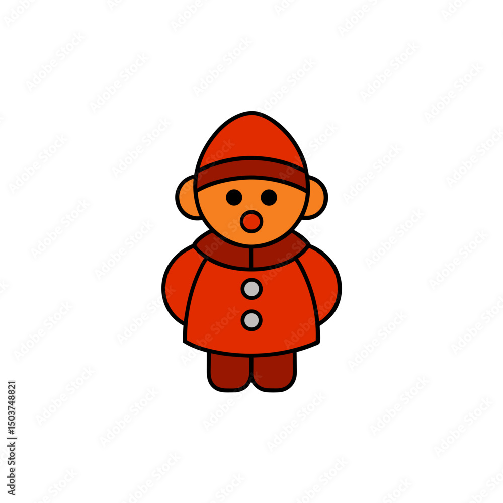 Fototapeta premium Sketchy Caroler Doodle Vector Clip Art for Christmas Song