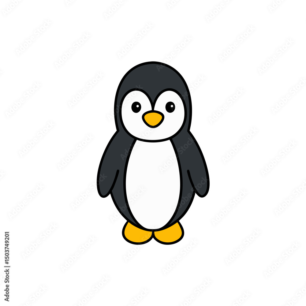 Fototapeta premium Winter Penguin Doodle Vector Clip Art for Holiday Season