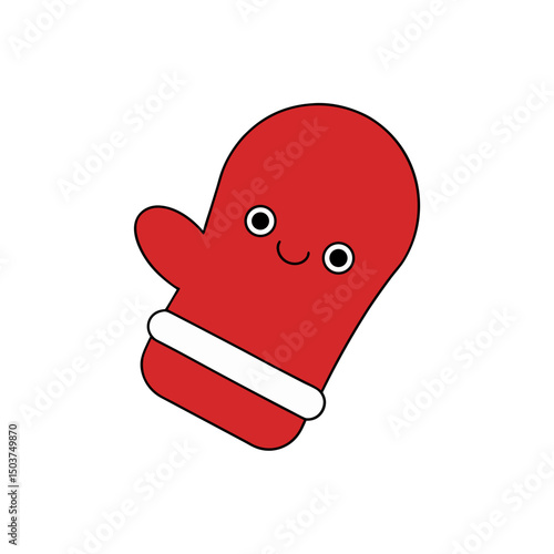 Doodle Christmas Mitten Vector Clip Art