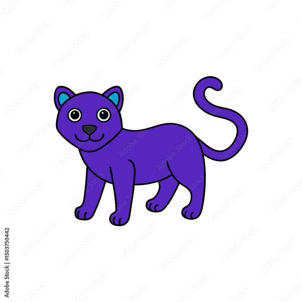 Fototapeta premium Stealthy Panther Doodle Vector Clip Art on White Background Illustration