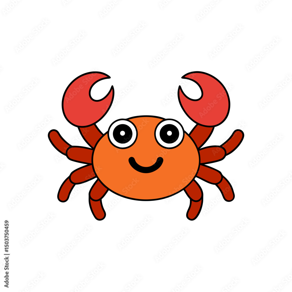 Fototapeta premium Dancing Crab Doodle Vector Clip Art on White Background Illustration