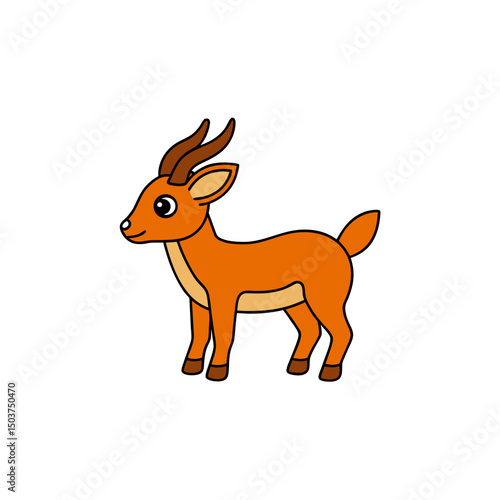 Fast Antelope Doodle Vector Clip Art on White Background Illustration