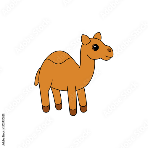 Humped Camel Doodle Vector Illustration: Desert Transport Clip Art on White
