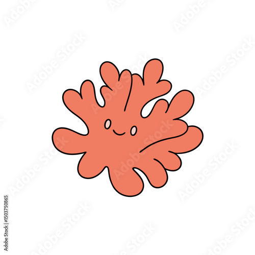 Beautiful Coral Doodle Vector Design: Ocean Reef Clip Art on White