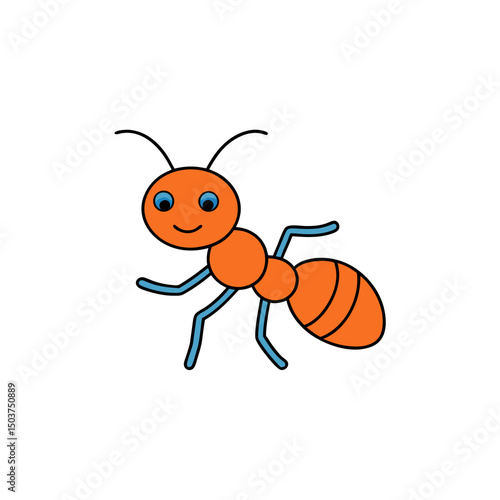Busy Ant Doodle Vector Artwork: Tiny Insect Clip Art on White Background