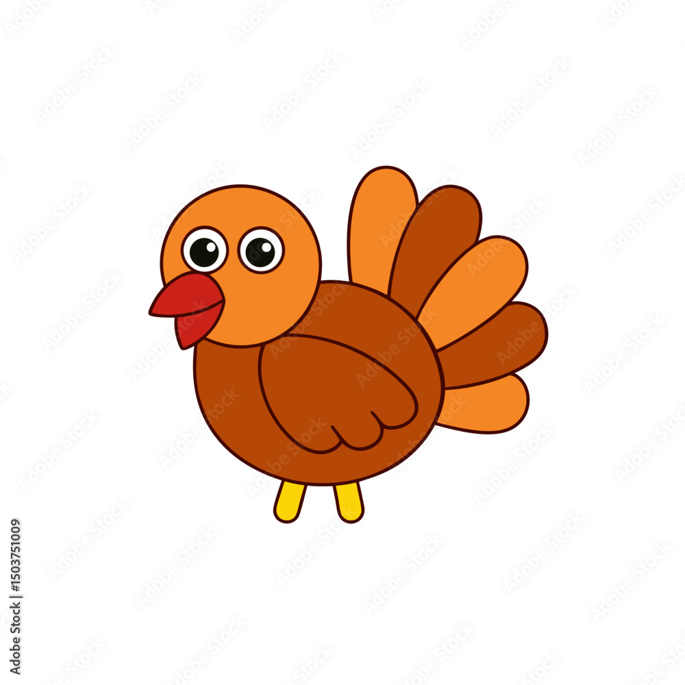 Fototapeta premium Funny Turkey Doodle Vector Artwork: Thanksgiving Dinner Clip Art on White