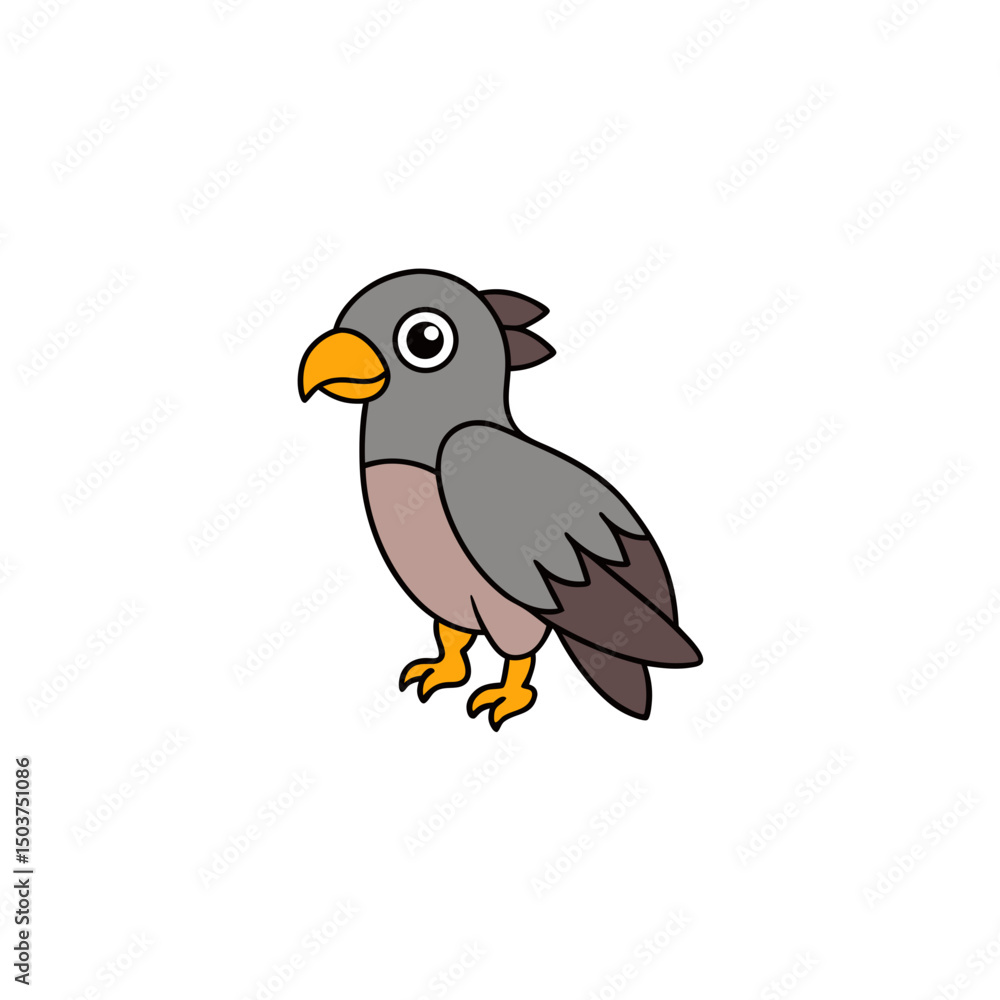 Fototapeta premium Swift Falcon Doodle Vector Design: Bird of Prey Clip Art on White