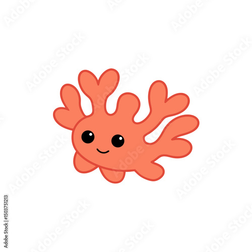 Vibrant Coral Doodle Vector Design: Underwater Clip Art on White Background