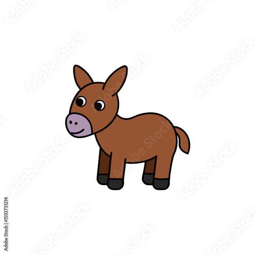 Stubborn Donkey Doodle Vector Graphic: Rustic Clip Art on White Background