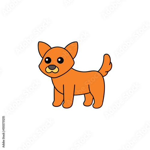 Loyal Dog Doodle Vector Drawing: Adorable Clip Art on White Background