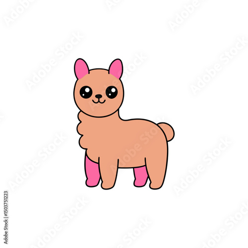 Friendly Llama Doodle Vector Artwork: Sweet Clip Art on White Background