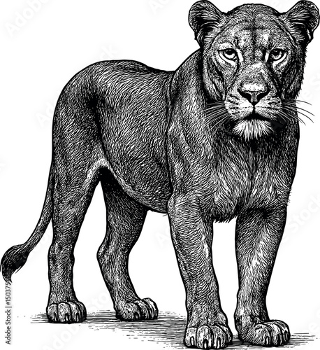 Lioness vector silhouette print design