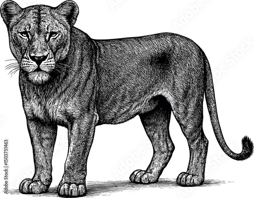 Lioness vector black silhouette print design