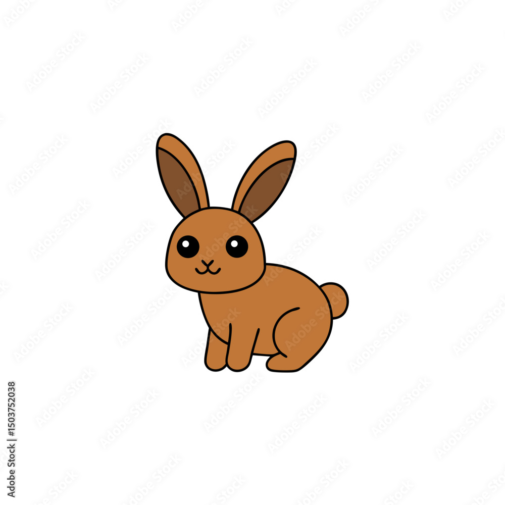 Fototapeta premium Hopping Rabbit Doodle Vector Clip Art on White Background for Easter
