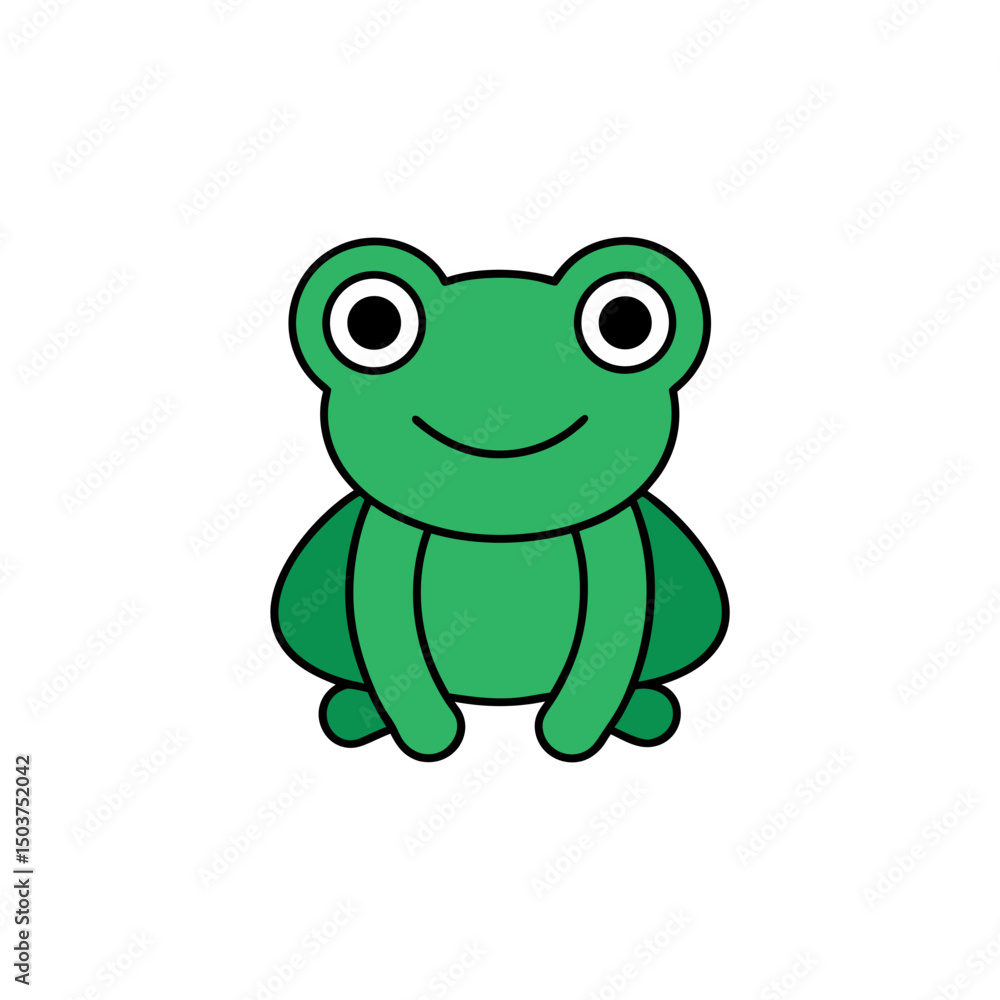 Naklejka premium Sitting Frog Doodle Vector Clip Art on White Background for Pond Life