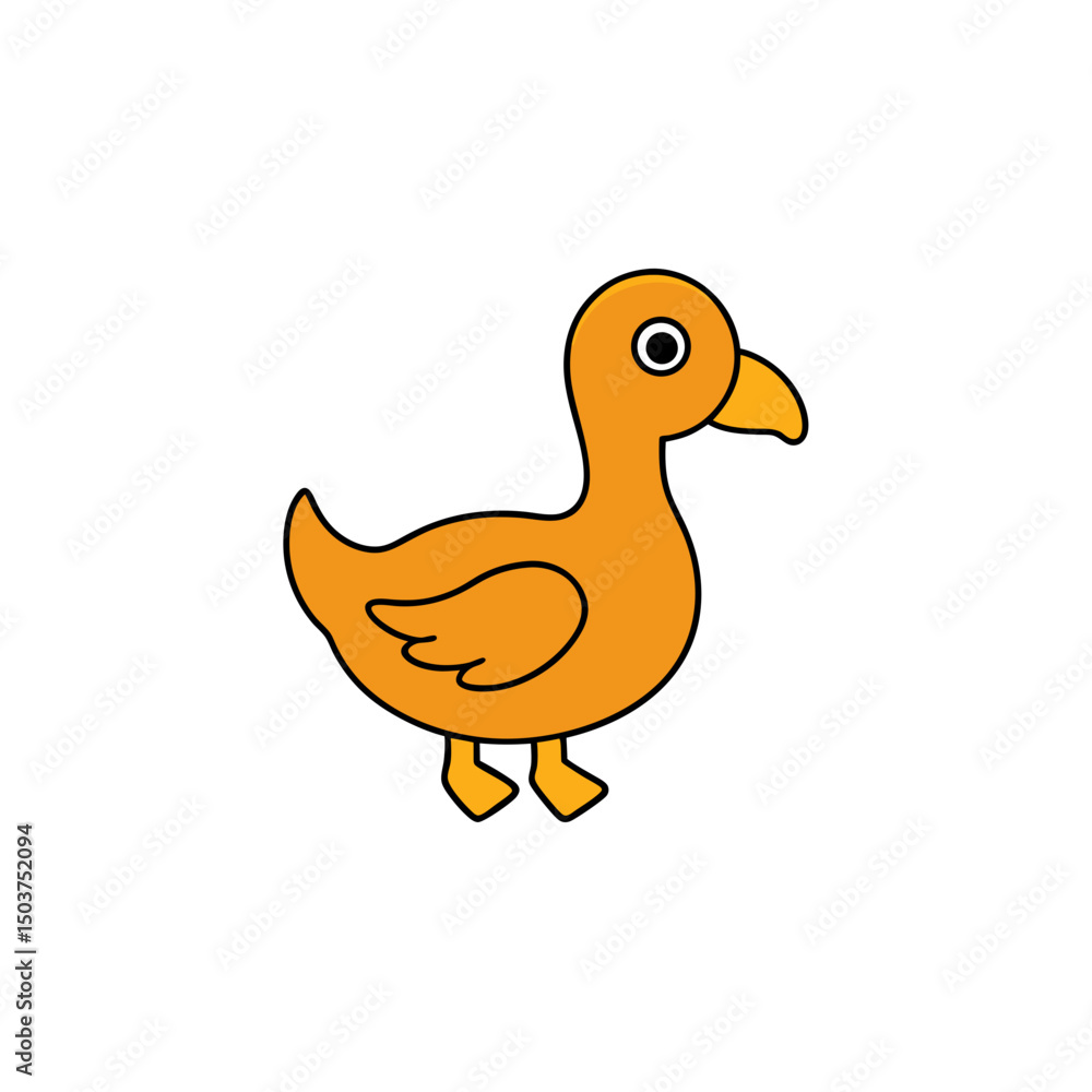 Fluffy Goose Doodle Vector Clip Art on White Background for Farm Designs Fluffy Goose Doodle Vector Clip Art on White Background for Farm Designs
