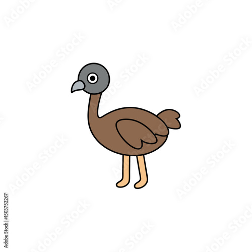 Tall Emu Doodle Vector Clip Art on White Background for Your Artwork