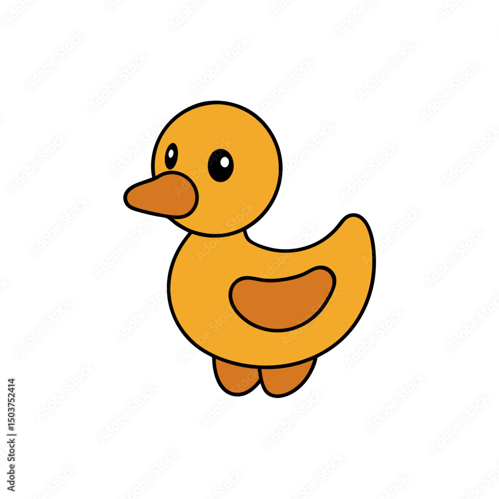 Fototapeta premium Swimming Duck Doodle Vector Clip Art on White Background for Fun