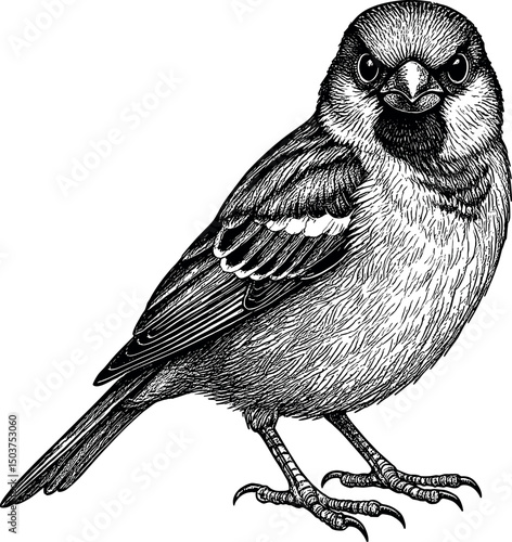 Sparrow vector black silhouette print design