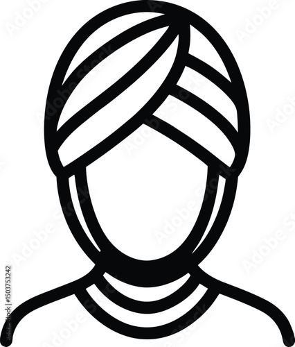 turban icon outline vector illustration
