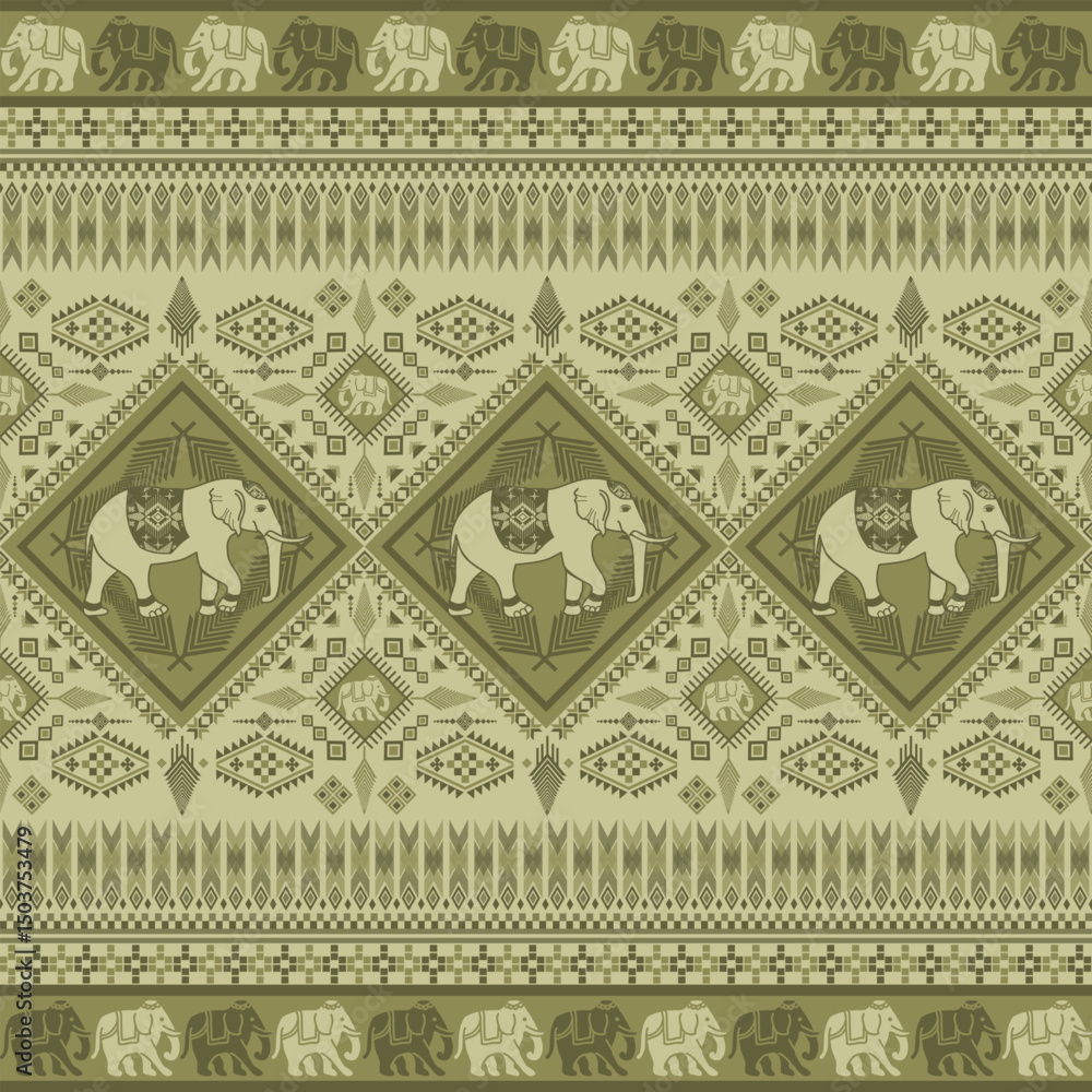 Obraz premium popular elephant pattern in asian style this elephant graphic is fashionable in thailand india and south east asia and this elephant and baby elephant can be for textile industry and any package 