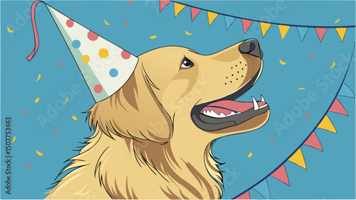 illustration of a dog with a gift