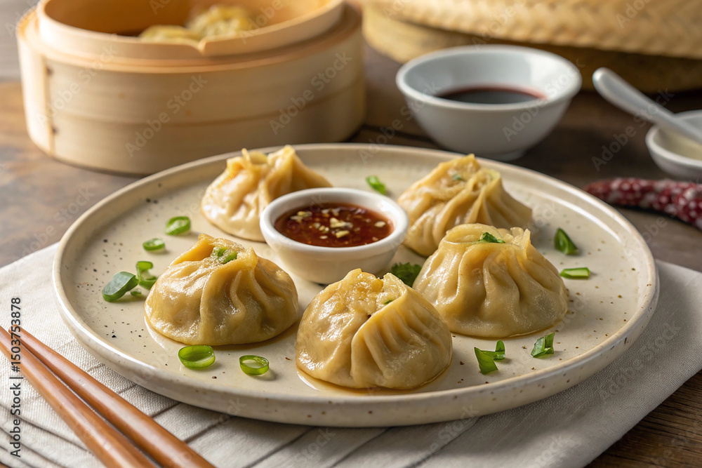 chinese cuisine chicken and dumplings with souce chinese cuisine chicken and dumplings with souce