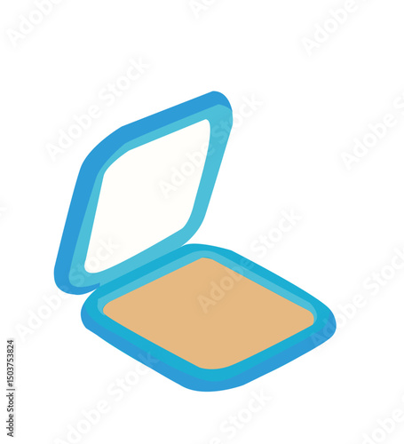 compact powder in blue container with mirror. face powder. 