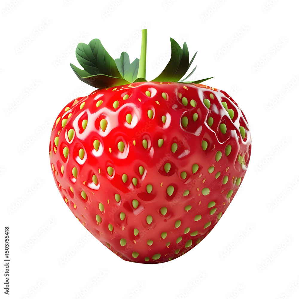 Obraz premium Red strawberry cut isolated on transparent background