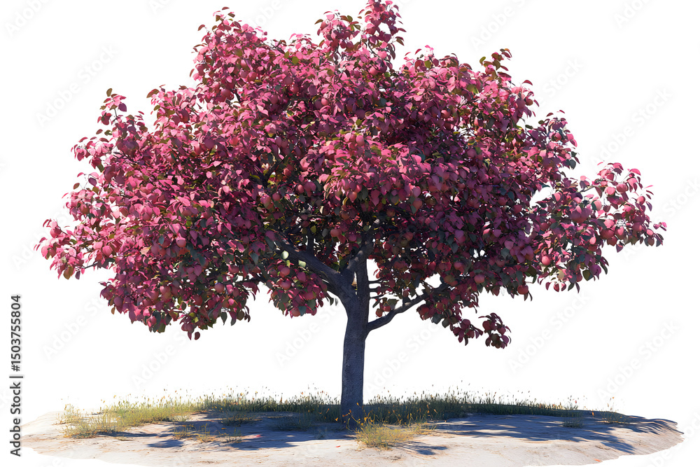 Obraz premium red apple tree isolated D illustration.