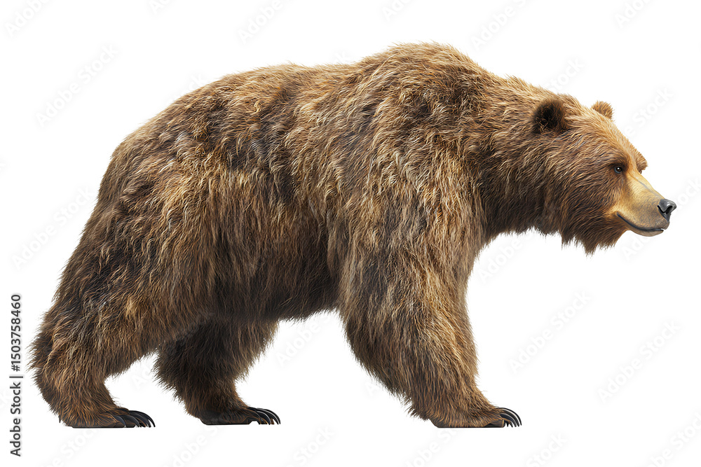Fototapeta premium Brown bear isolated on a transparent background. 3D illustration