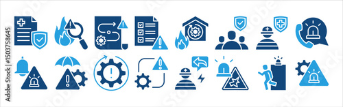 Incident management icon collection set. Containing response, emergency, notification, crisis, preparedness, recovery, mitigation icon. Simple flat vector.