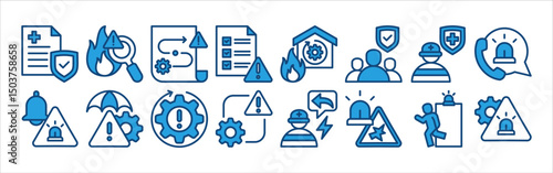 Incident management icon collection set. Containing response, emergency, notification, crisis, preparedness, recovery, mitigation icon. Simple line vector.