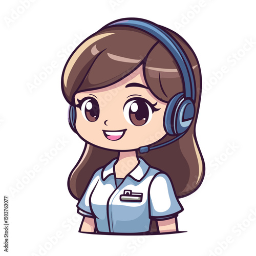 Cheerful Anime Customer Service Agent with Headset