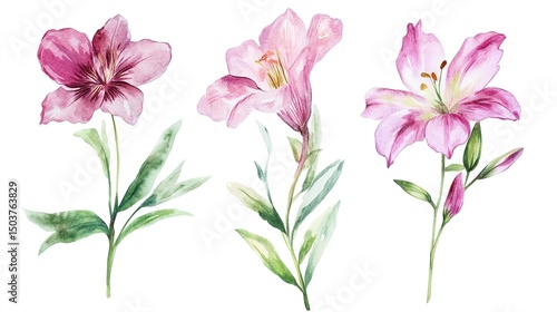 Watercolor Botanical Flower Illustration. Delicate and Artistic Floral Design.
