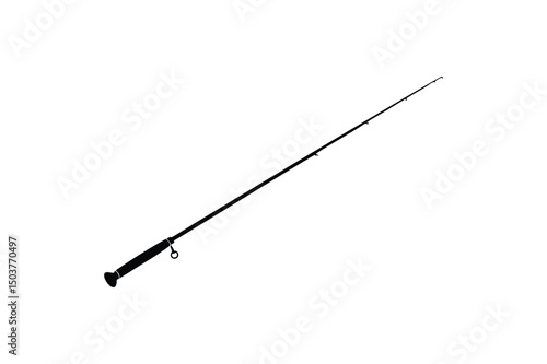 Fishing rod silhouette on white background