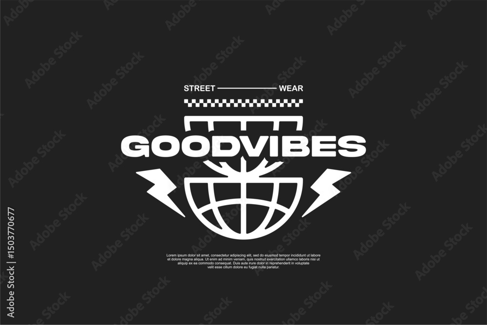 Fototapeta premium Streetwear urban modern design for tshirt vector