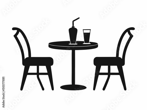 Table, coffee bottle with chairs icon vector, Bar counter icon element of bar icon for mobile concept and web apps.