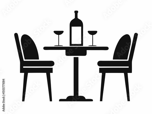 Table, coffee bottle with chairs icon vector, Bar counter icon element of bar icon for mobile concept and web apps.
