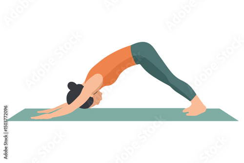 Young woman practices yoga for her body's fitness and healthy lifestyle, showing a flexible posture
