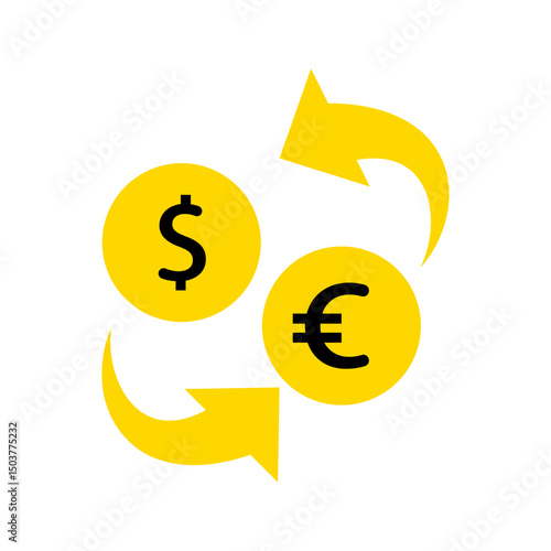 Currency exchange euro covert to dollar icon. Outline style. Vector. Isolate on white background.