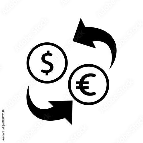 Currency exchange euro covert to dollar icon. Outline style. Vector. Isolate on white background.