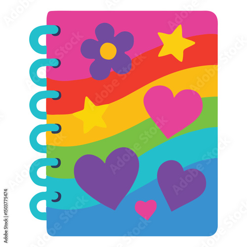 Notebook, Notebook 90s nostalgic illustration, nostalgic 1990s colorful clipart, 90s nostalgic design sublimation
