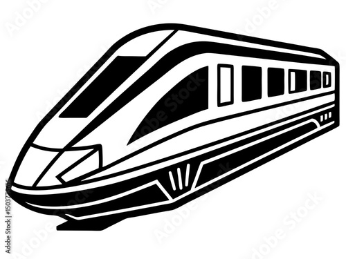 High Speed Train Schematic Drawing vector, Bullet train vector silhouette Black,Japanes bullet train icon clip art. vector illustration