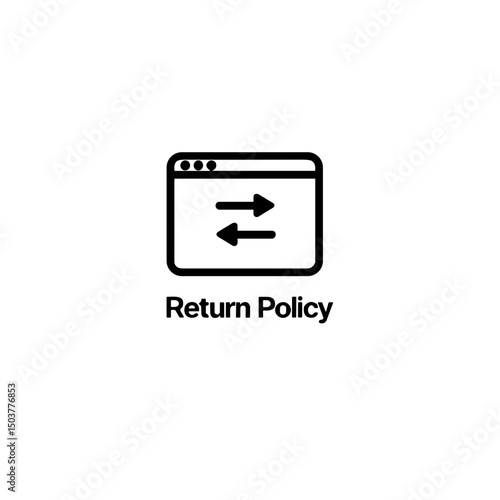 Return Policy icon design in black and white, e-commerce clarity