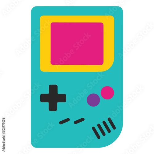 game Boy Console, game Boy Console 90s nostalgic illustration, nostalgic 1990s colorful clipart, 90s nostalgic design sublimation
