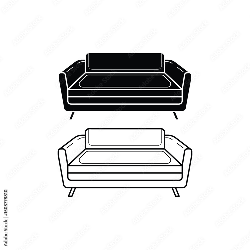 Sophisticated Sketch and Silhouette Collection of Living Room Sofas Ideal for Web Apps Home Furnishing Print and Design Work Sophisticated Sketch and Silhouette Collection of Living Room Sofas Ideal for Web Apps Home Furnishing Print and Design Work