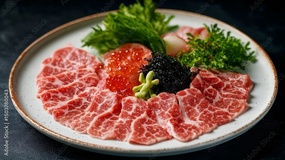 sliced meat slices resembling Japanese sashimi sliced meat slices resembling Japanese sashimi